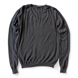 Costume National Men's Cashmere & Silk Lightweight V-neck Black Sweater Sz L